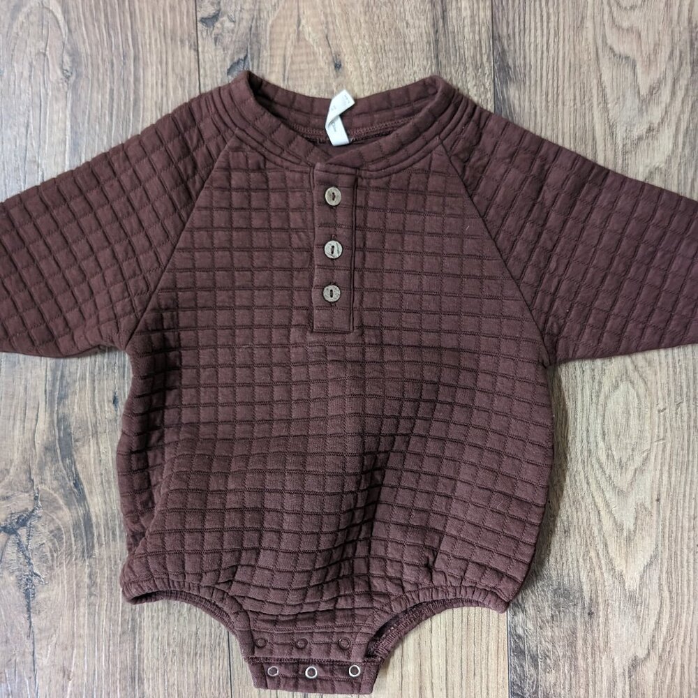 Quincy Mae Quilted Henley Long Sleeve Bubble Romper
